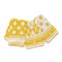 MacKenzie-Childs Argyle Dish Towels - Yellow - Set Of 3* Kitchen & Table Linens