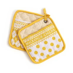 MacKenzie-Childs Argyle Potholders - Yellow - Set Of 2* Kitchen & Table Linens