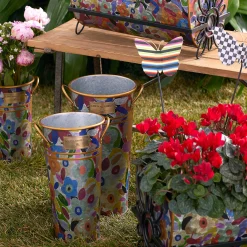 MacKenzie-Childs Avant Garden Flower Buckets - Set Of 3* Pots & Planters