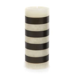 MacKenzie-Childs Bands Pillar Candle - 6" - Black & Ivory* Candles & Fragrances