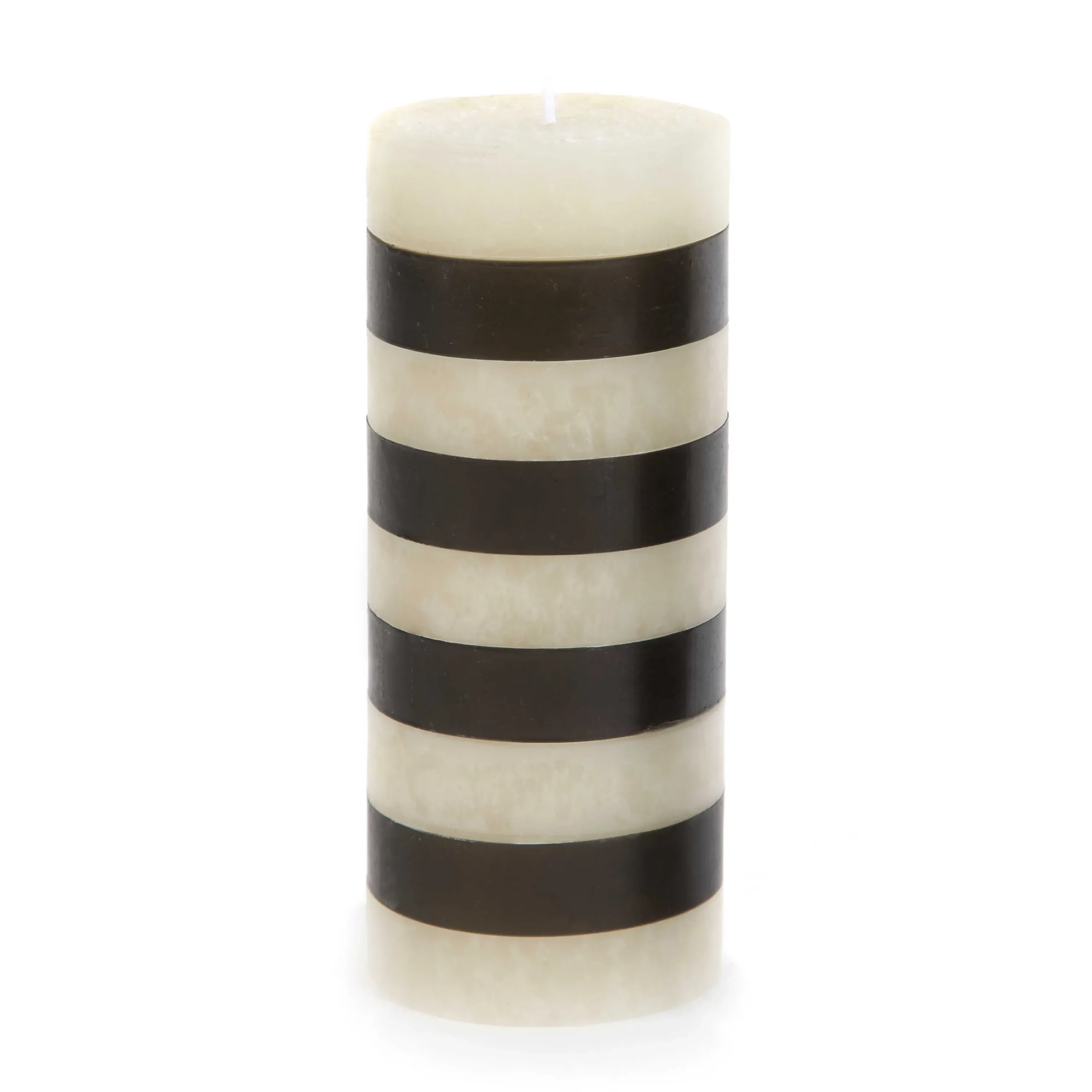 MacKenzie-Childs Bands Pillar Candle - 6" - Black & Ivory* Candles & Fragrances