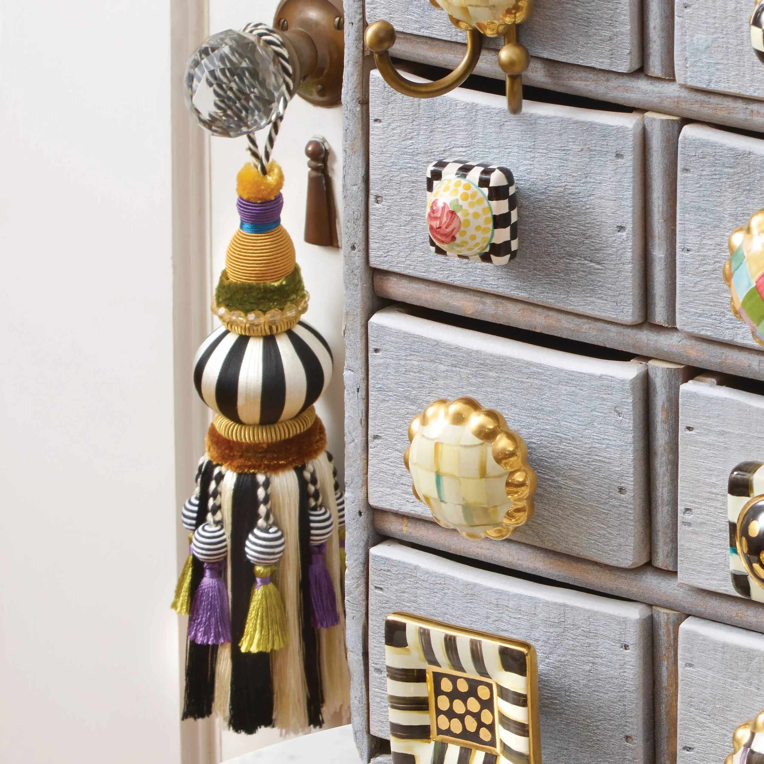 MacKenzie-Childs Bibelot Tassel - Black & White* Room Accents