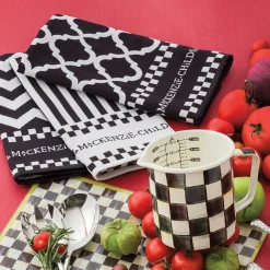 MacKenzie-Childs Black & White Zig Zag Dish Towels - Set Of 3* Kitchen & Table Linens