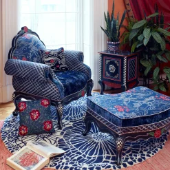 MacKenzie-Childs Bluetopia Ottoman* Living Room
