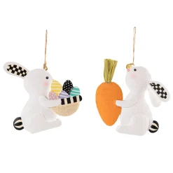 MacKenzie-Childs Bunny Ornaments - Set Of 2* Room Accents