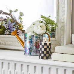 MacKenzie-Childs Check Pillar Candle - 4" - Black* Candles & Fragrances