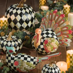 MacKenzie-Childs Check Pillar Candle - 6" - Gold & Ivory* Candles & Fragrances