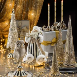 MacKenzie-Childs Christmas Tree Dinner Candles - Gold & Pearl - Set Of 2* Candles & Fragrances