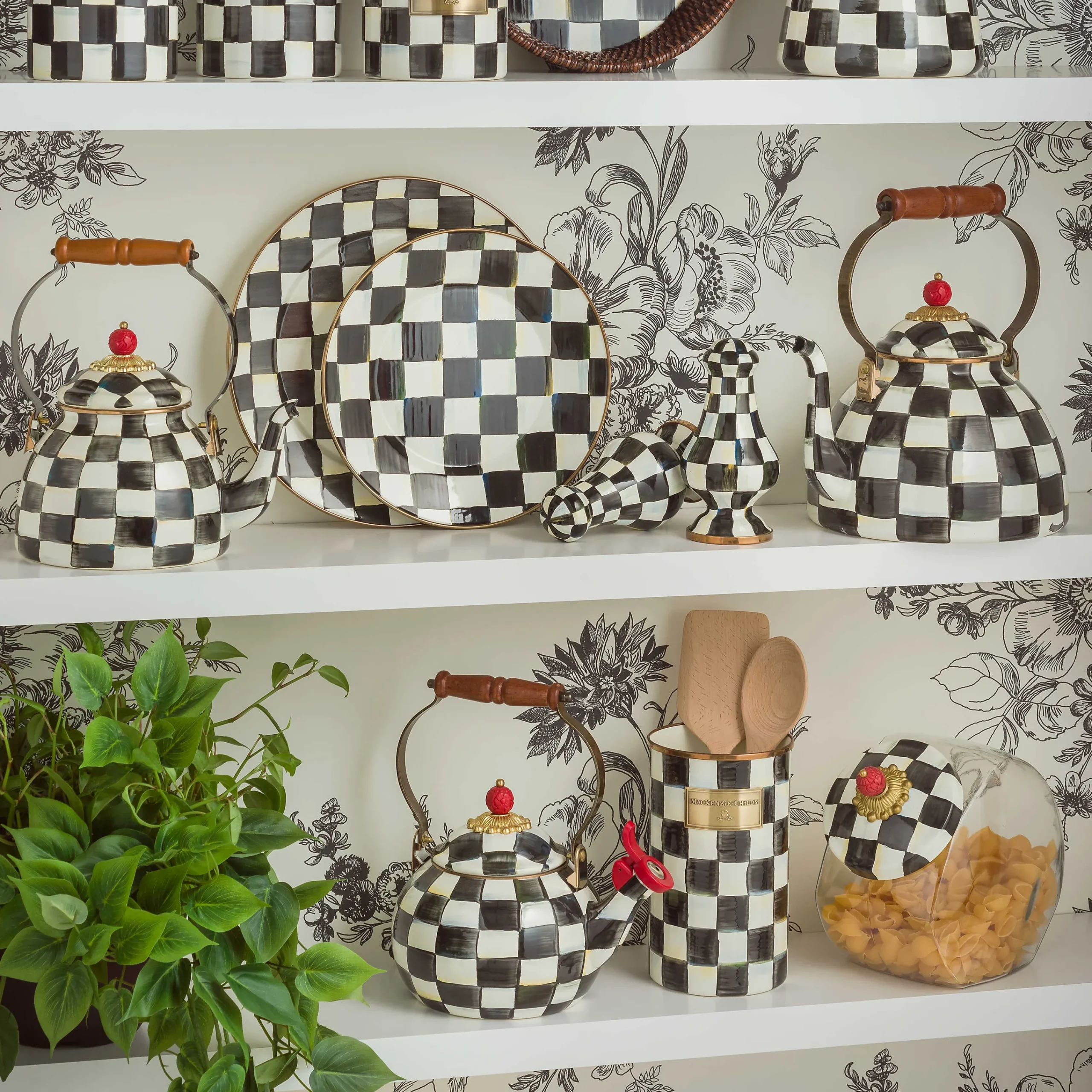 MacKenzie-Childs Cookie Jar With Courtly Check Enamel Lid* Kitchen Storage & Organization