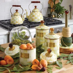 MacKenzie-Childs Cookie Jar With Parchment Check Enamel Lid* Kitchen Storage & Organization