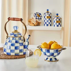 MacKenzie-Childs Cookie Jar With Royal Check Enamel Lid* Kitchen Storage & Organization
