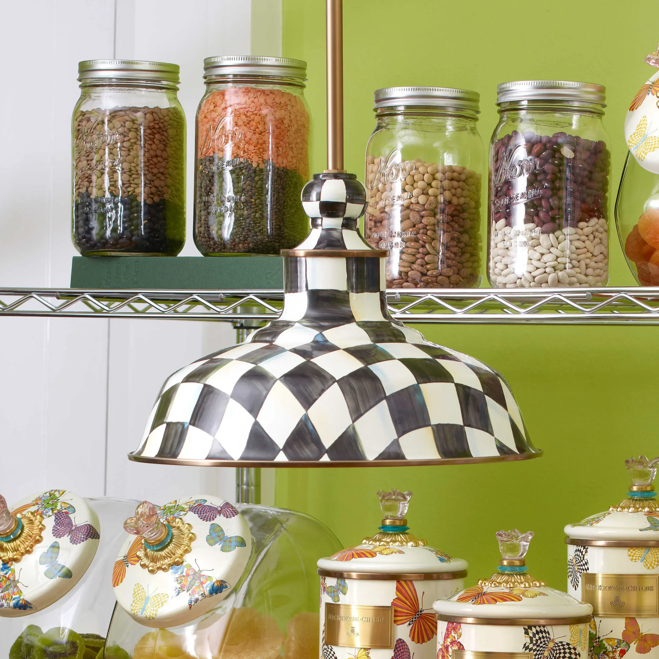 MacKenzie-Childs Courtly Check Barn Pendant Lamp - 12"* Lighting