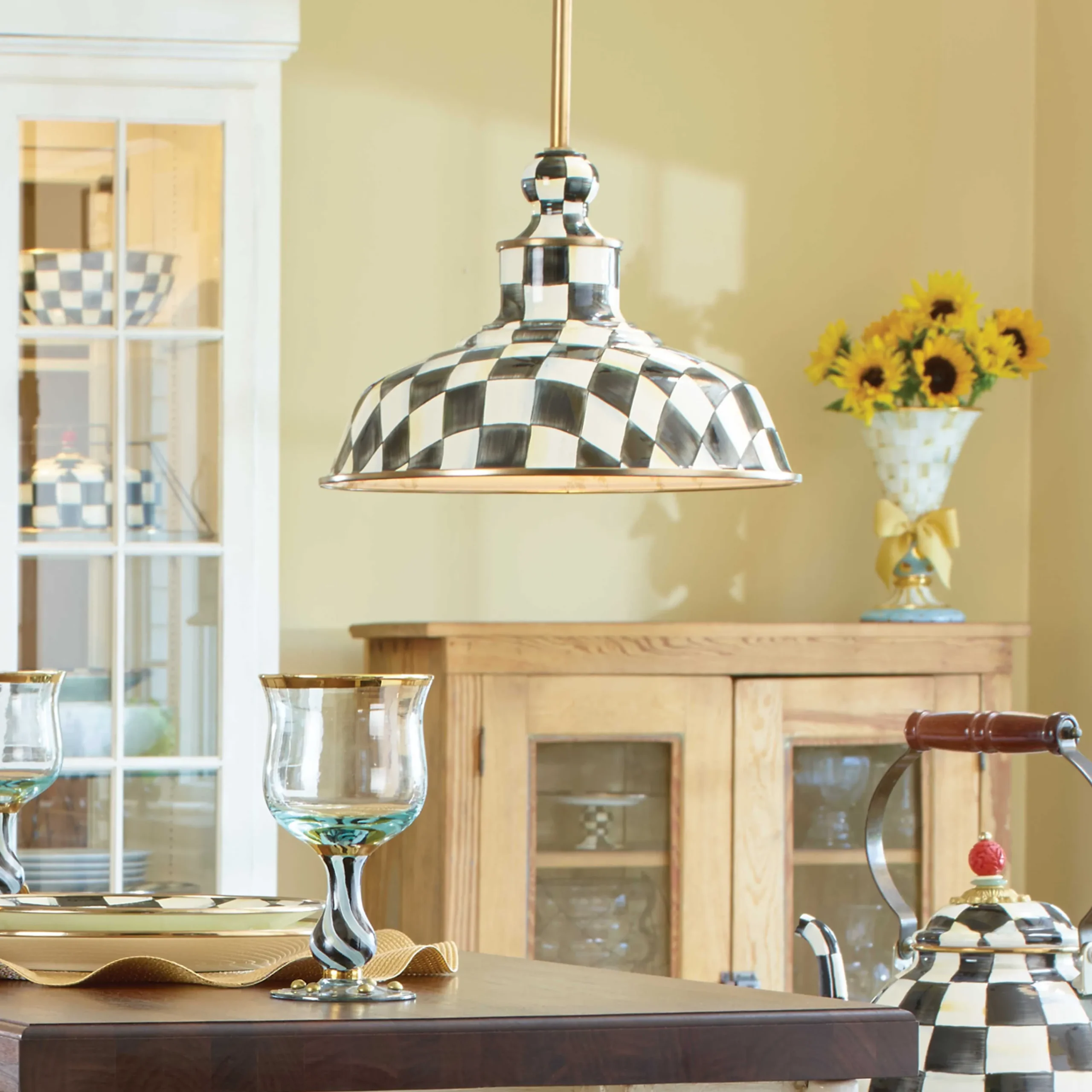 MacKenzie-Childs Courtly Check Barn Pendant Lamp - 12"* Lighting