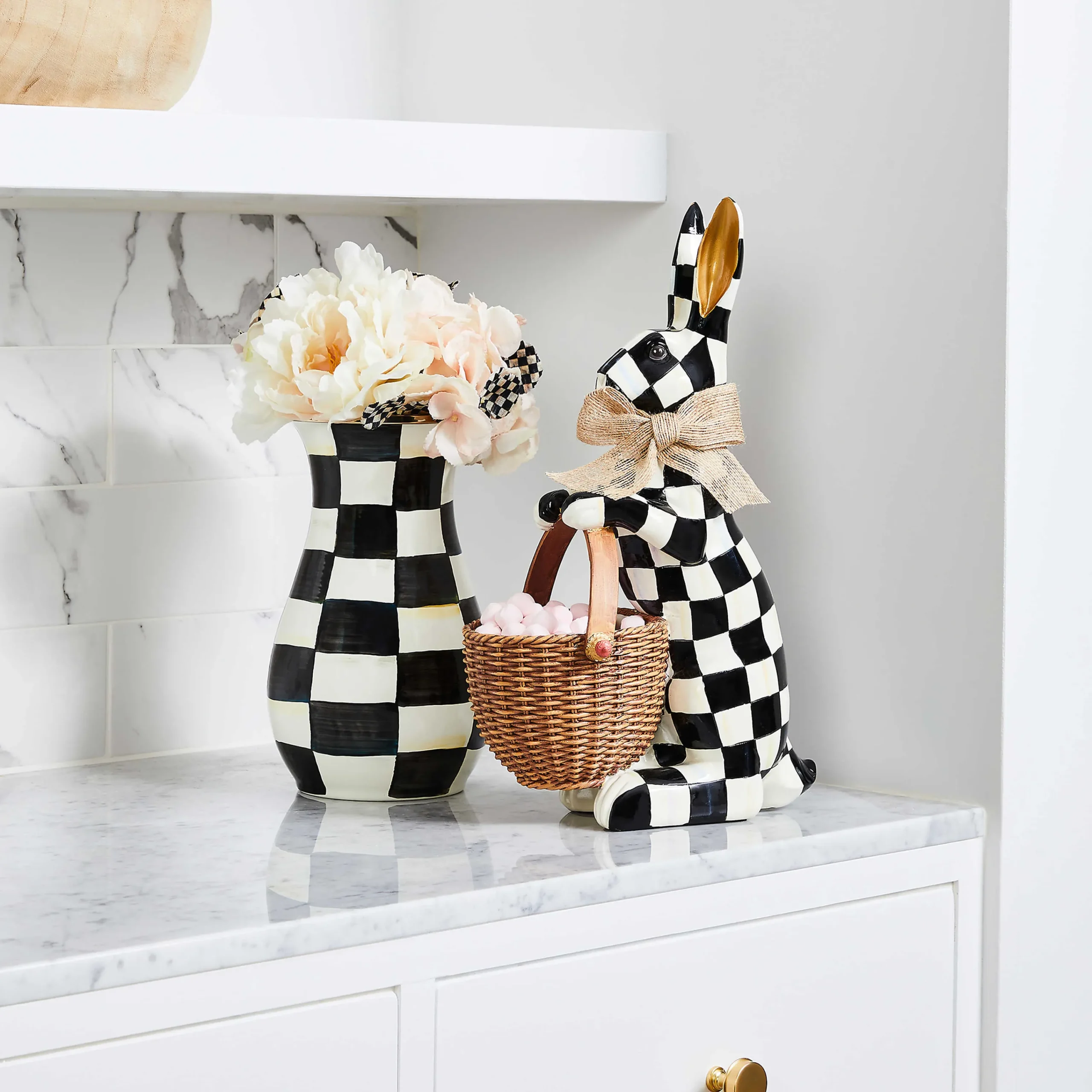 MacKenzie-Childs Courtly Check Basket Bunny* Room Accents