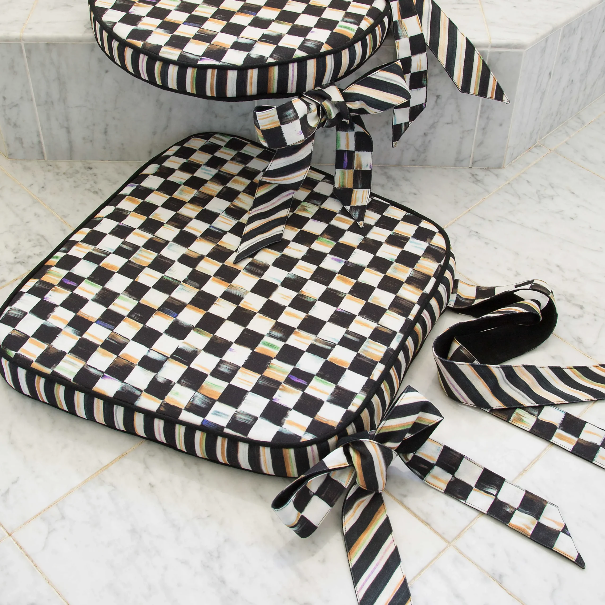 MacKenzie-Childs Courtly Check Chair Cushion* Pillows, Throws, & Cushions