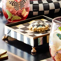 MacKenzie-Childs Courtly Check Cocktail Napkin Holder Set - Gold* Outdoor Entertaining