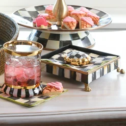 MacKenzie-Childs Courtly Check Cocktail Napkin Holder Set - Gold* Outdoor Entertaining