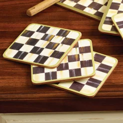 MacKenzie-Childs Courtly Check Cork Back Coasters - Set Of 4* Outdoor Entertaining