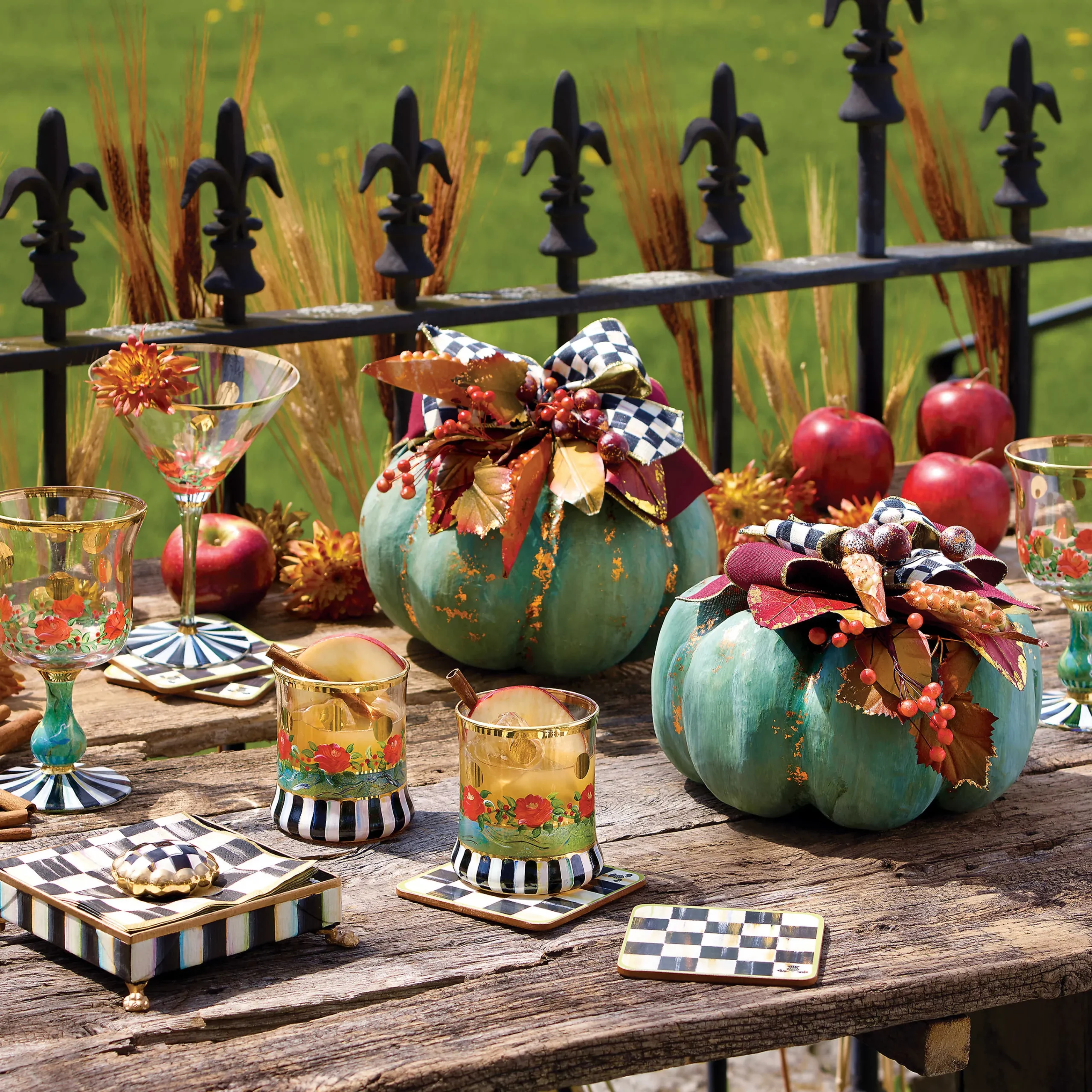 MacKenzie-Childs Courtly Check Cork Back Coasters - Set Of 4* Outdoor Entertaining