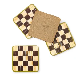 MacKenzie-Childs Courtly Check Cork Back Coasters - Set Of 4* Outdoor Entertaining