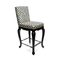 MacKenzie-Childs Courtly Check Counter Stool With Back - Black* Dining Room & Kitchen