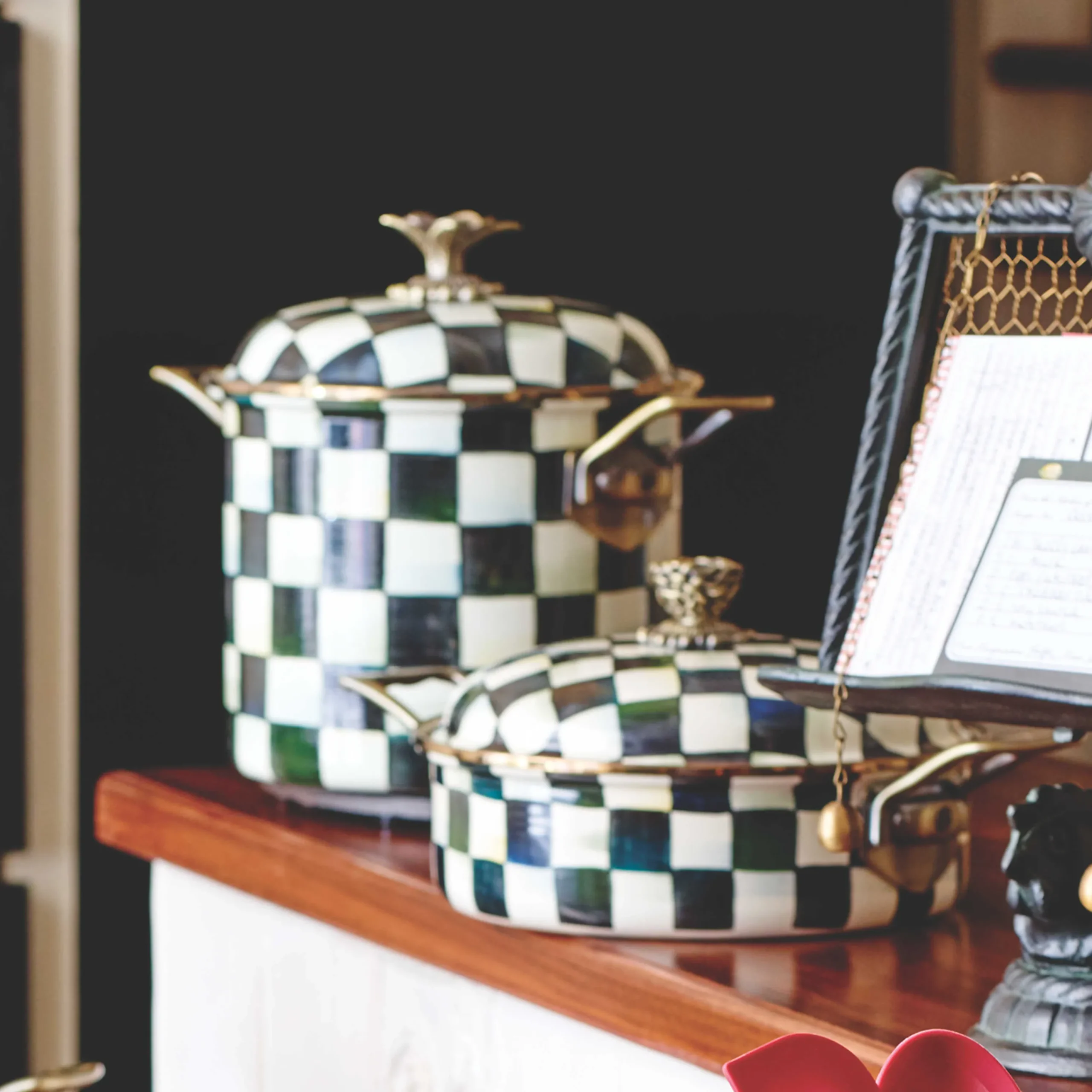 MacKenzie-Childs Courtly Check Enamel 7 Qt. Stockpot* Cookware & Bakeware