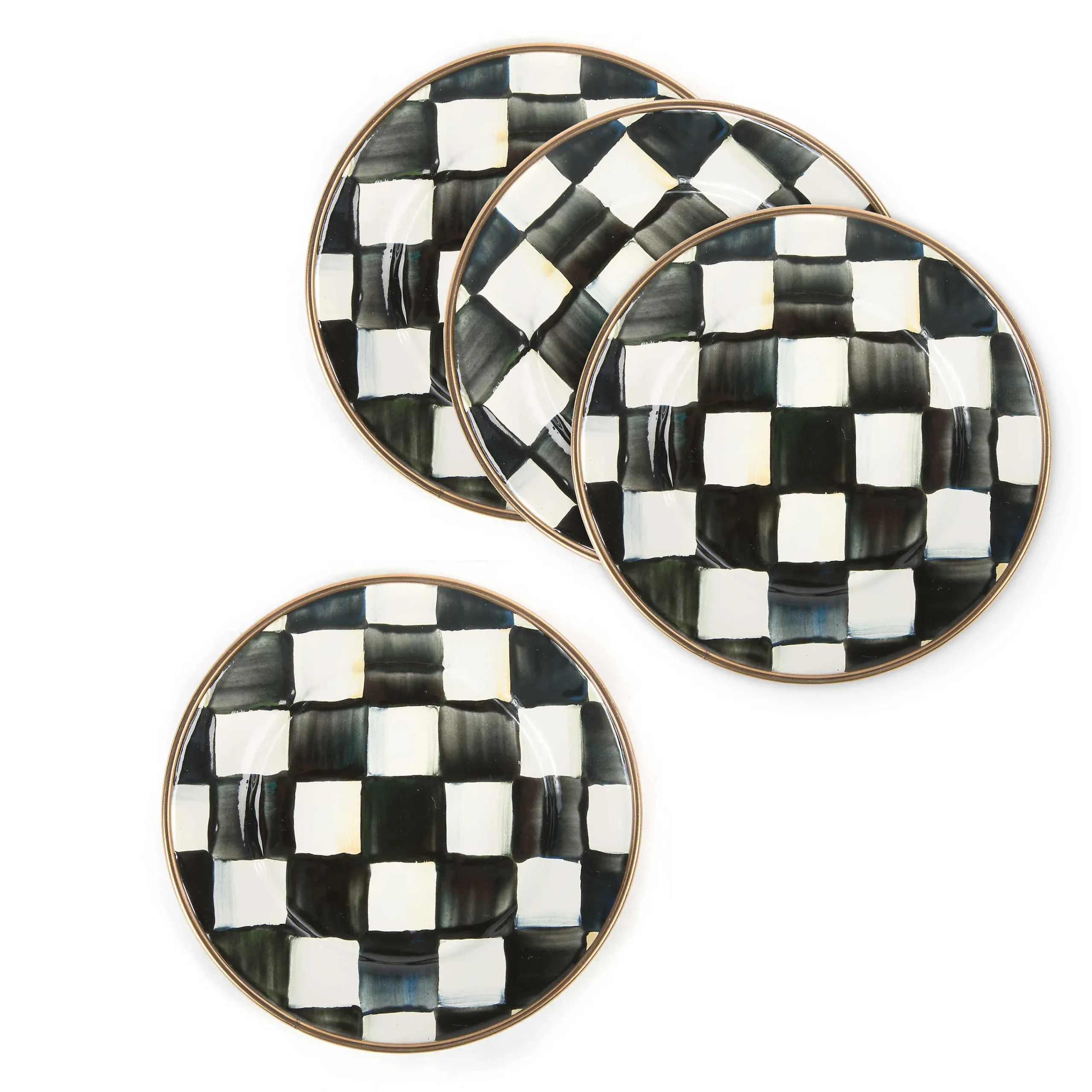 MacKenzie-Childs Courtly Check Enamel Appetizer Plates - Set Of 4* Outdoor Entertaining