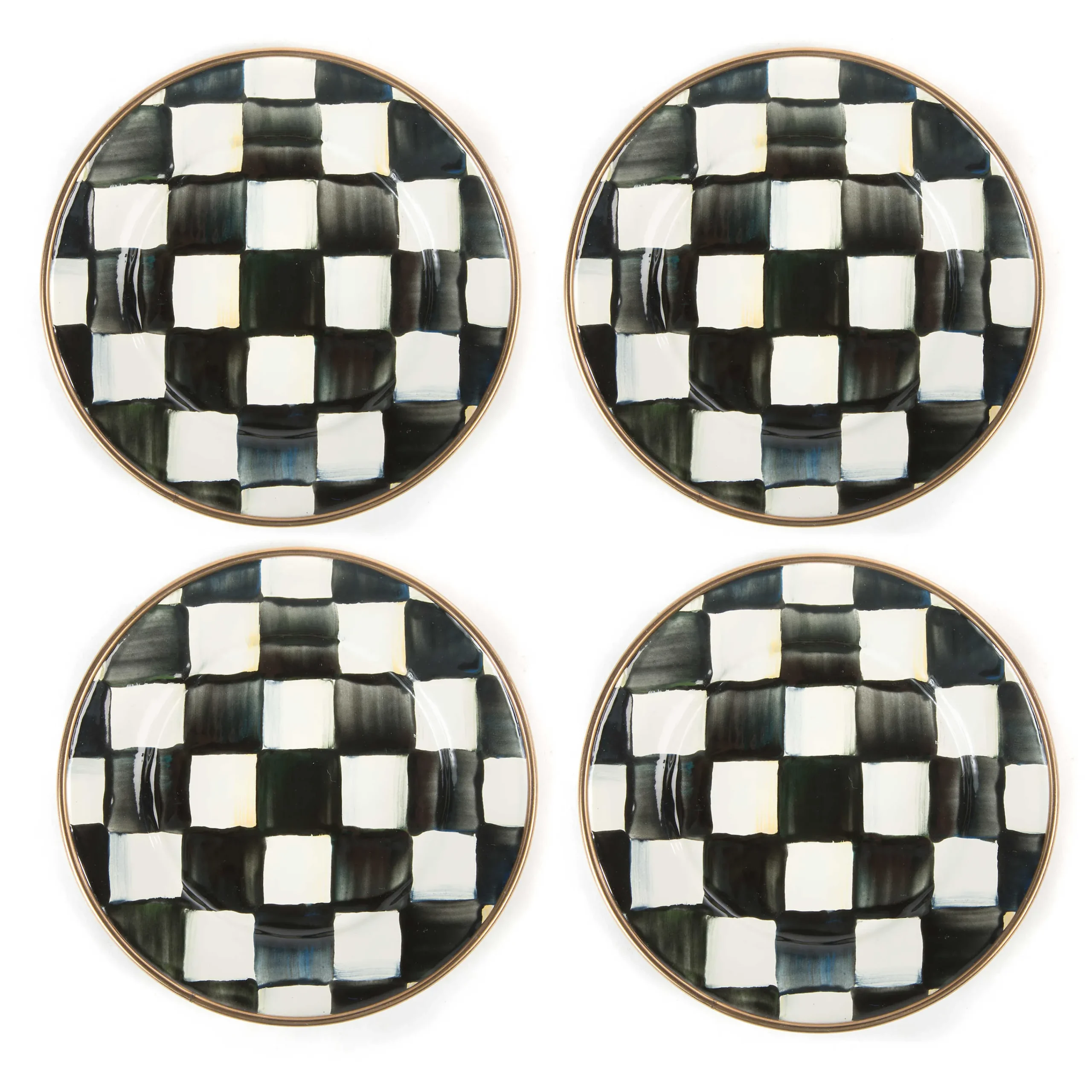 MacKenzie-Childs Courtly Check Enamel Appetizer Plates - Set Of 4* Outdoor Entertaining