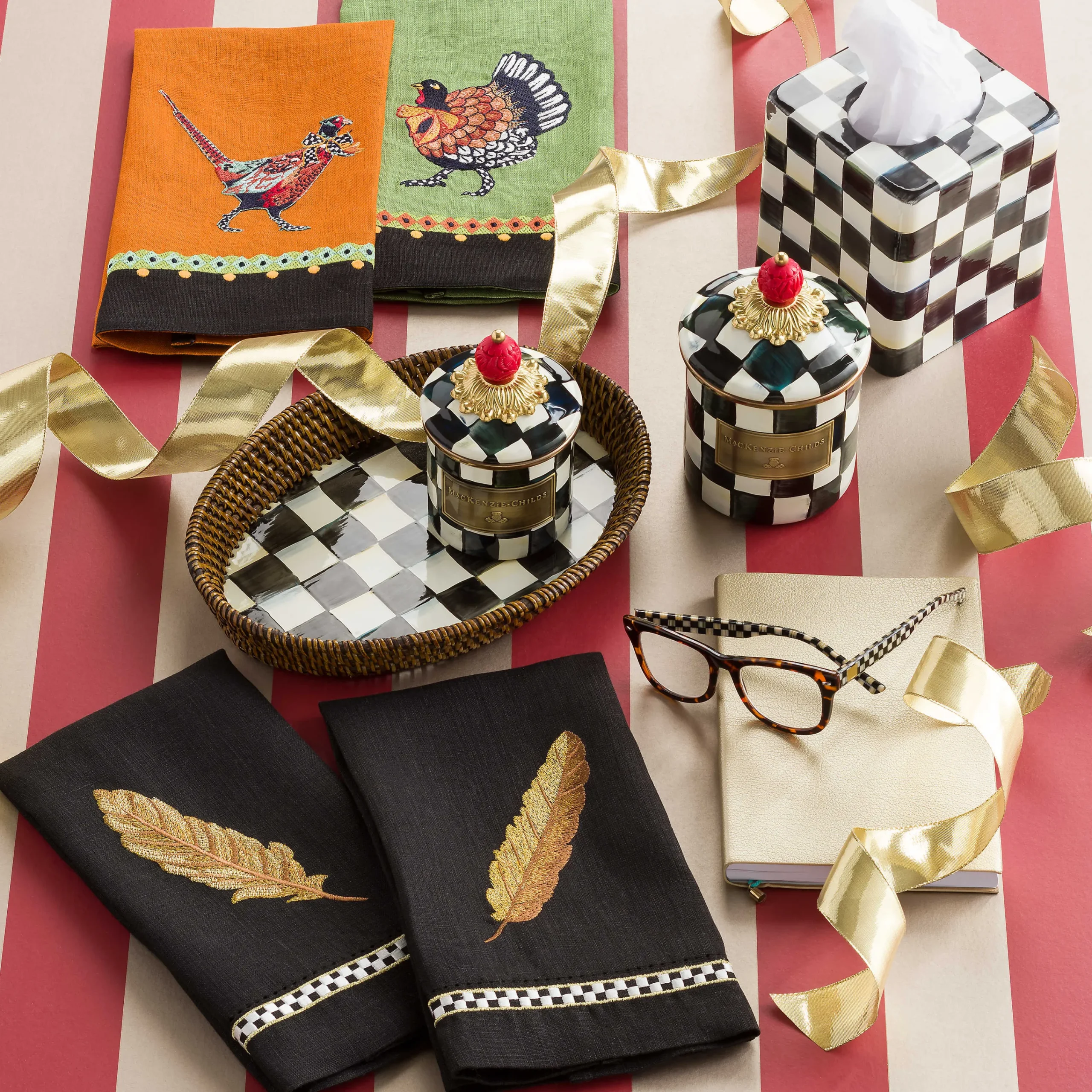 MacKenzie-Childs Courtly Check Enamel Boutique Tissue Box Cover* Room Accents