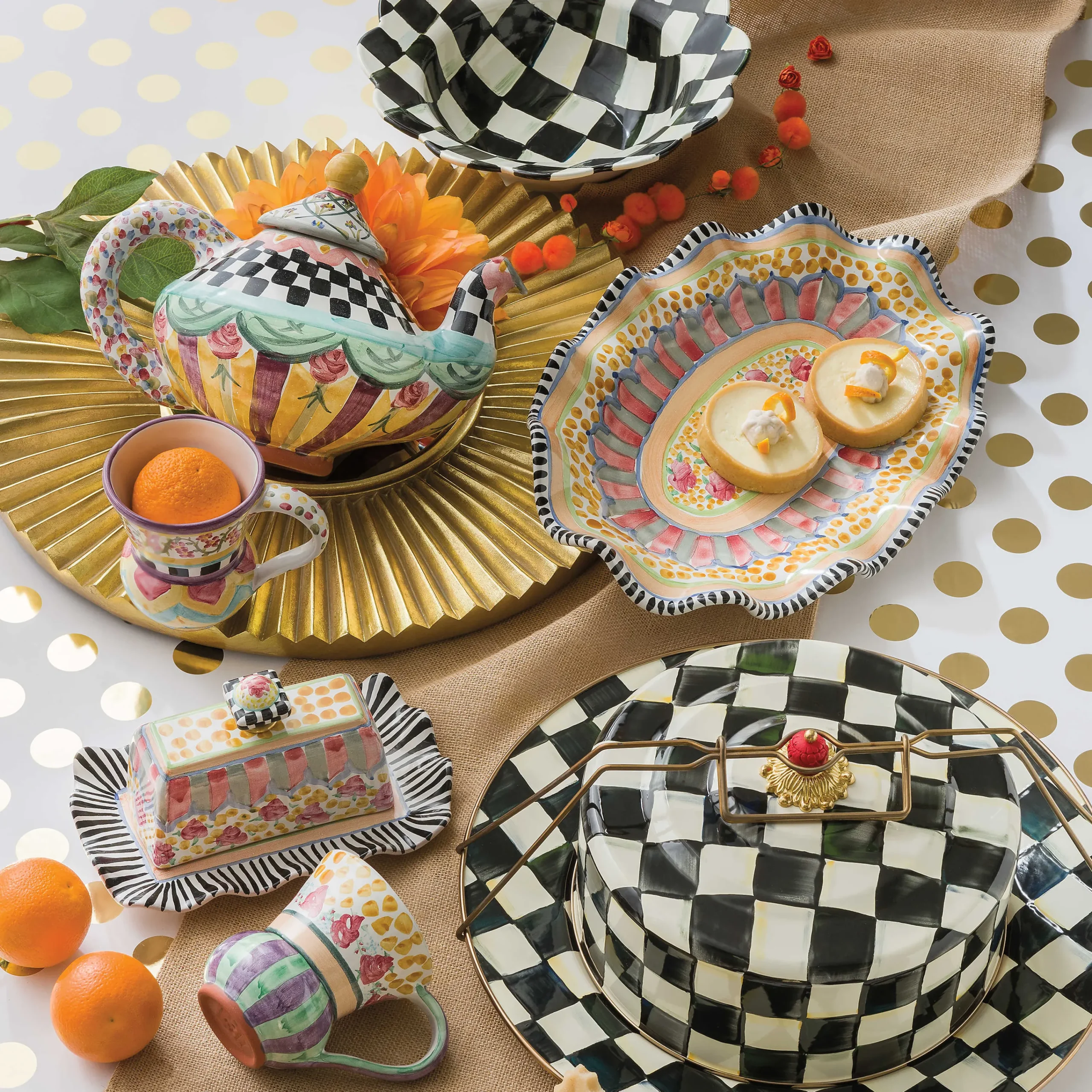 MacKenzie-Childs Courtly Check Enamel Cake Carrier* Outdoor Entertaining