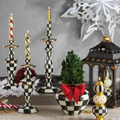 MacKenzie-Childs Courtly Check Enamel Candlestick - Medium* Candles & Fragrances