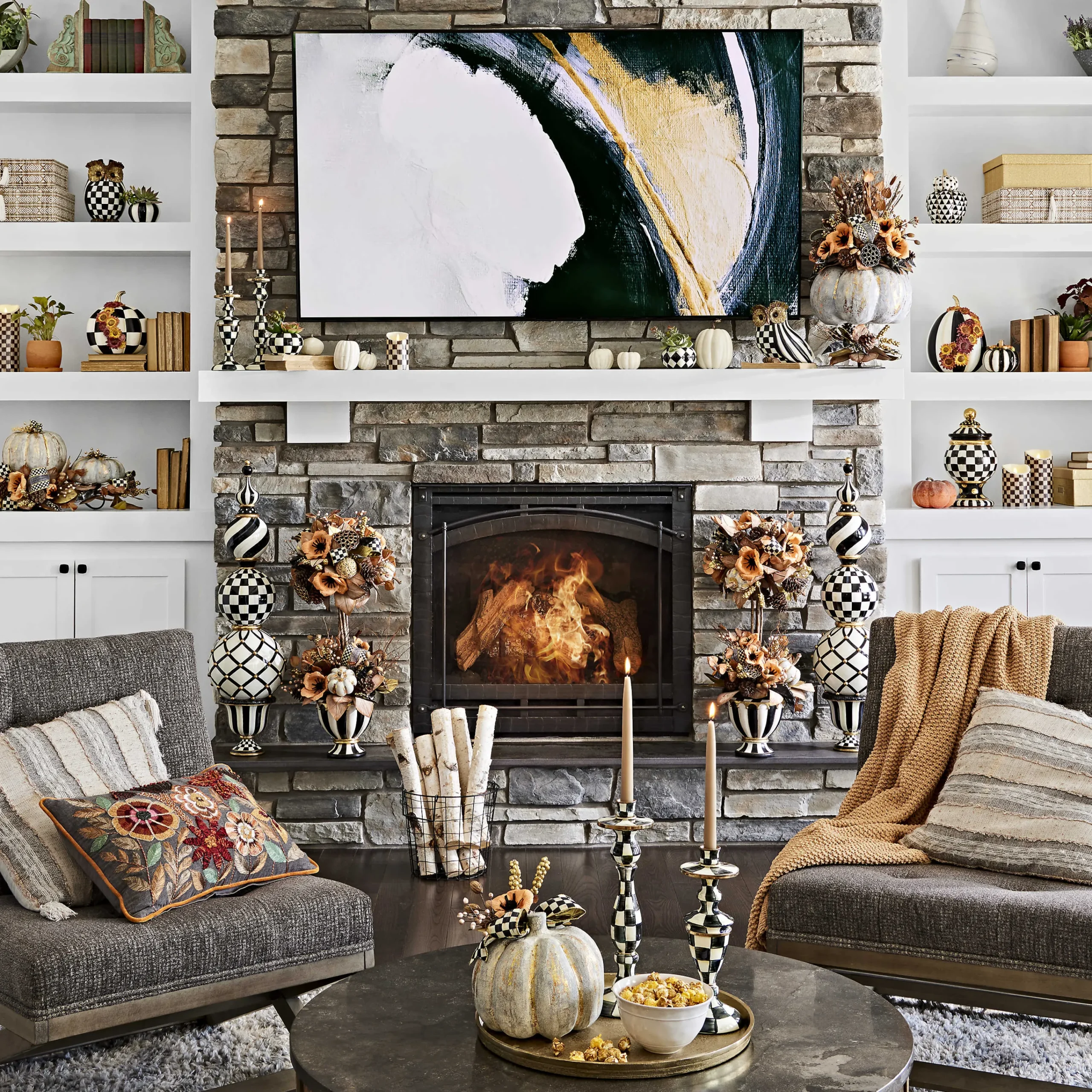 MacKenzie-Childs Courtly Check Enamel Candlestick - Medium* Candles & Fragrances