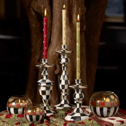 MacKenzie-Childs Courtly Check Enamel Candlestick - Medium* Candles & Fragrances