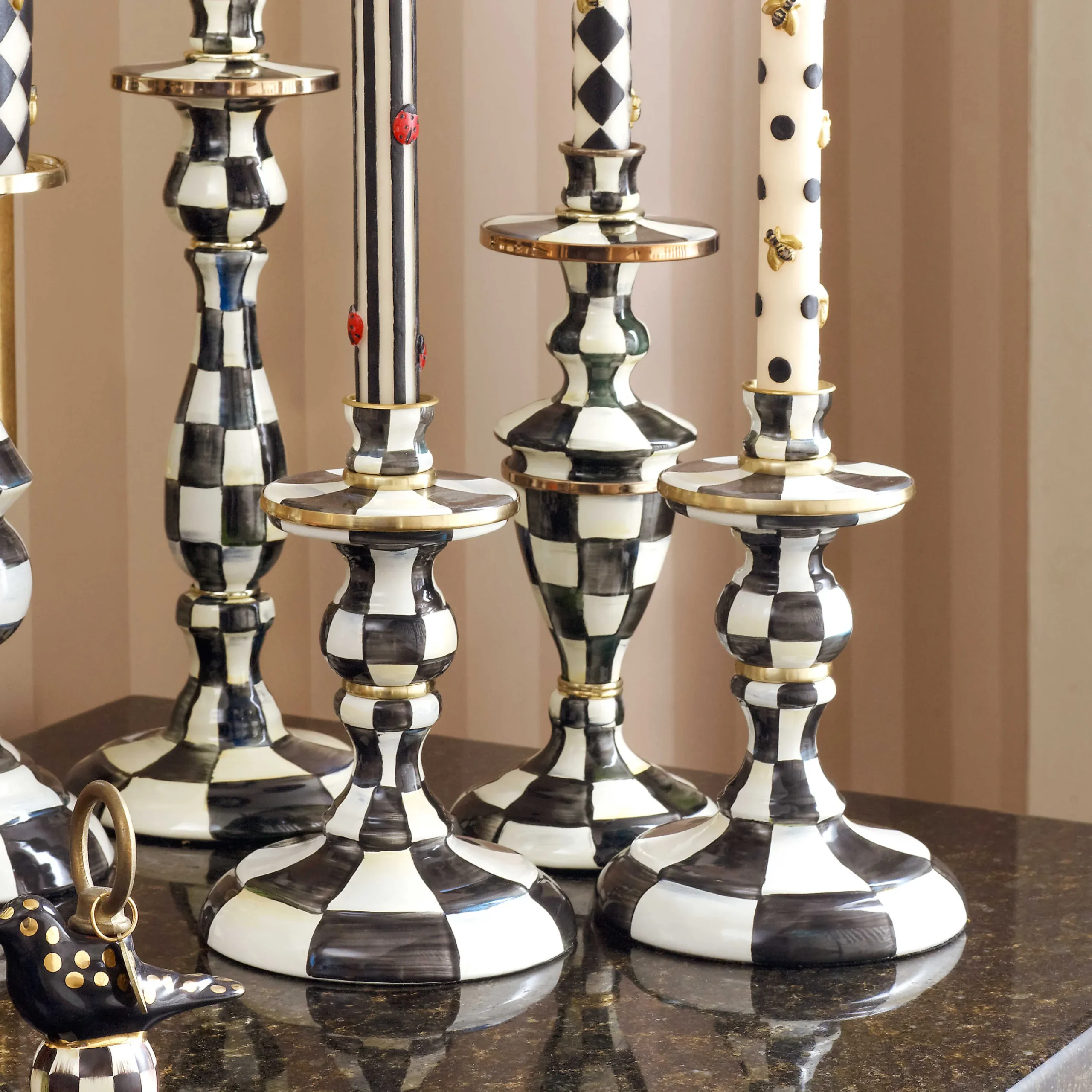 MacKenzie-Childs Courtly Check Enamel Candlestick - Small* Candles & Fragrances