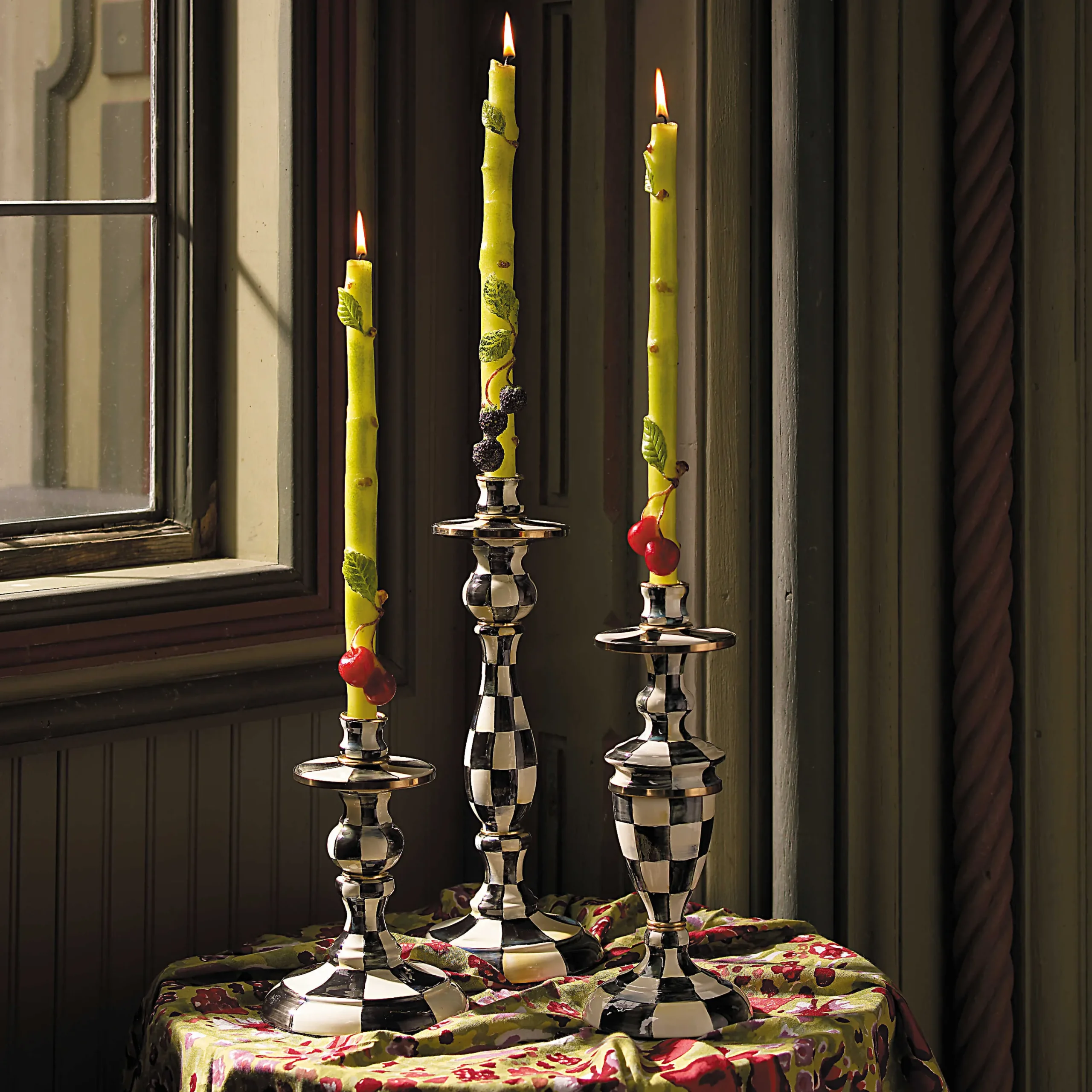 MacKenzie-Childs Courtly Check Enamel Candlestick - Small* Candles & Fragrances