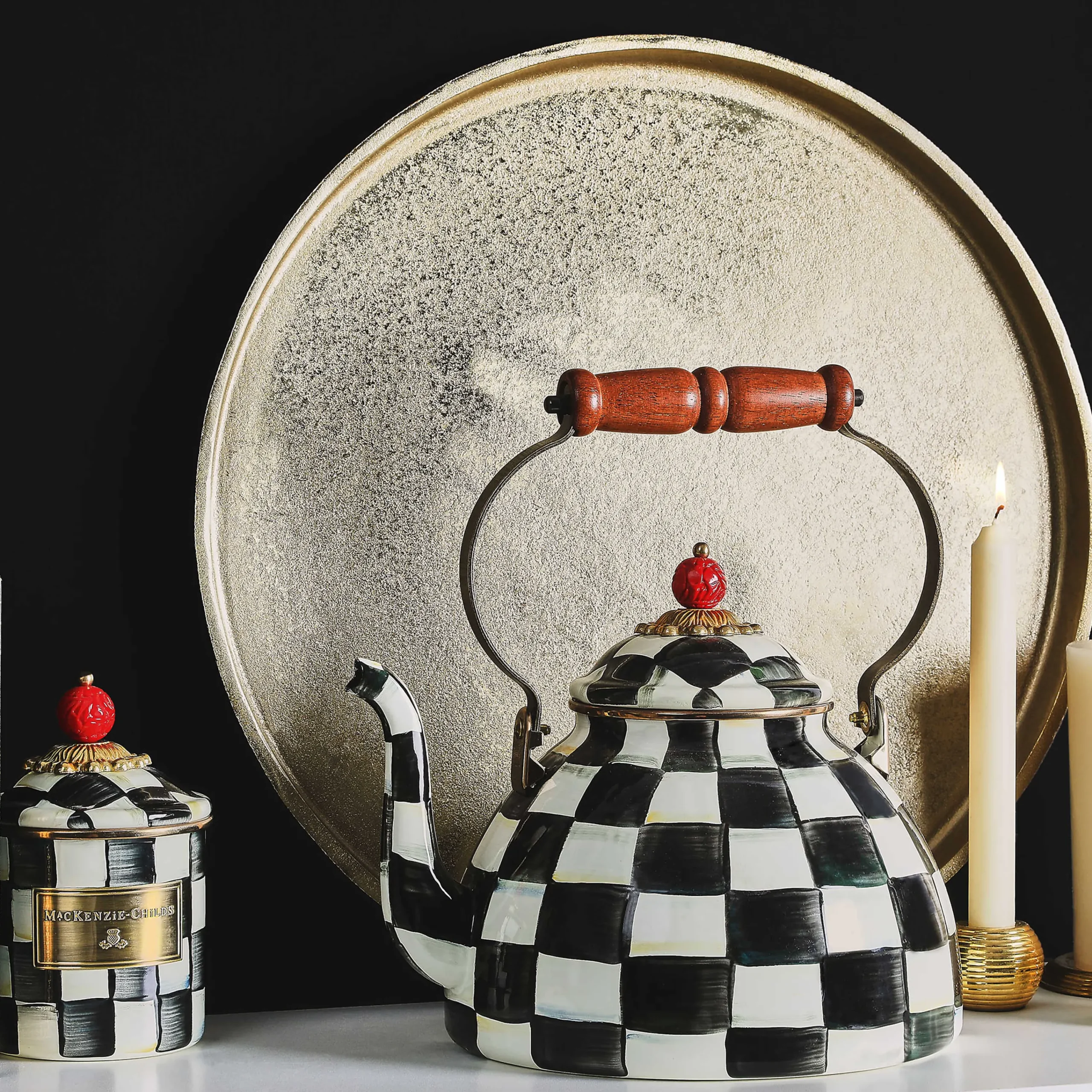 MacKenzie-Childs Courtly Check Enamel Canister - Demi* Room Accents