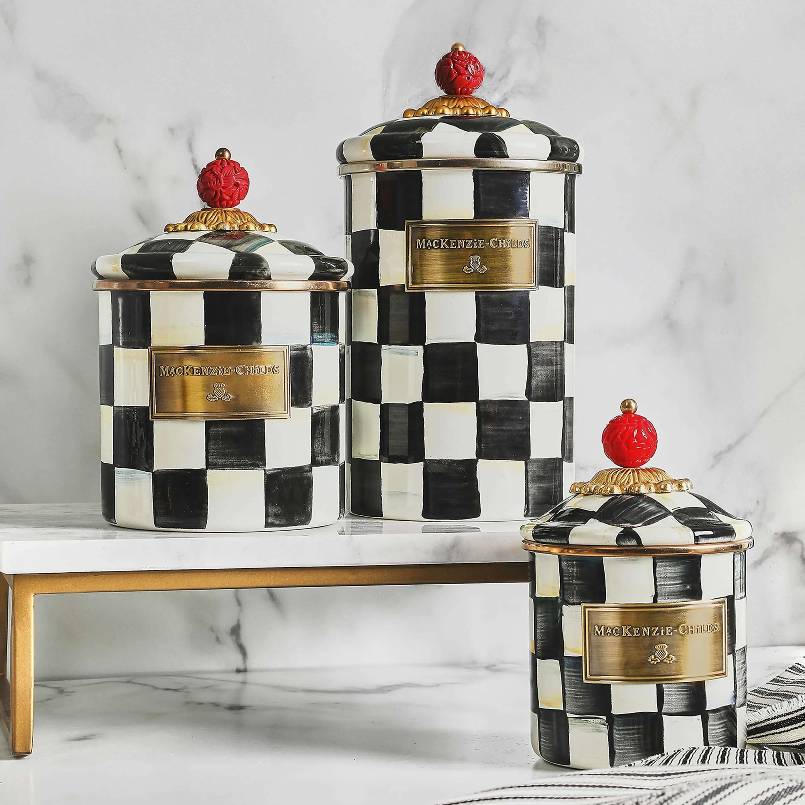 MacKenzie-Childs Courtly Check Enamel Canister - Demi* Room Accents
