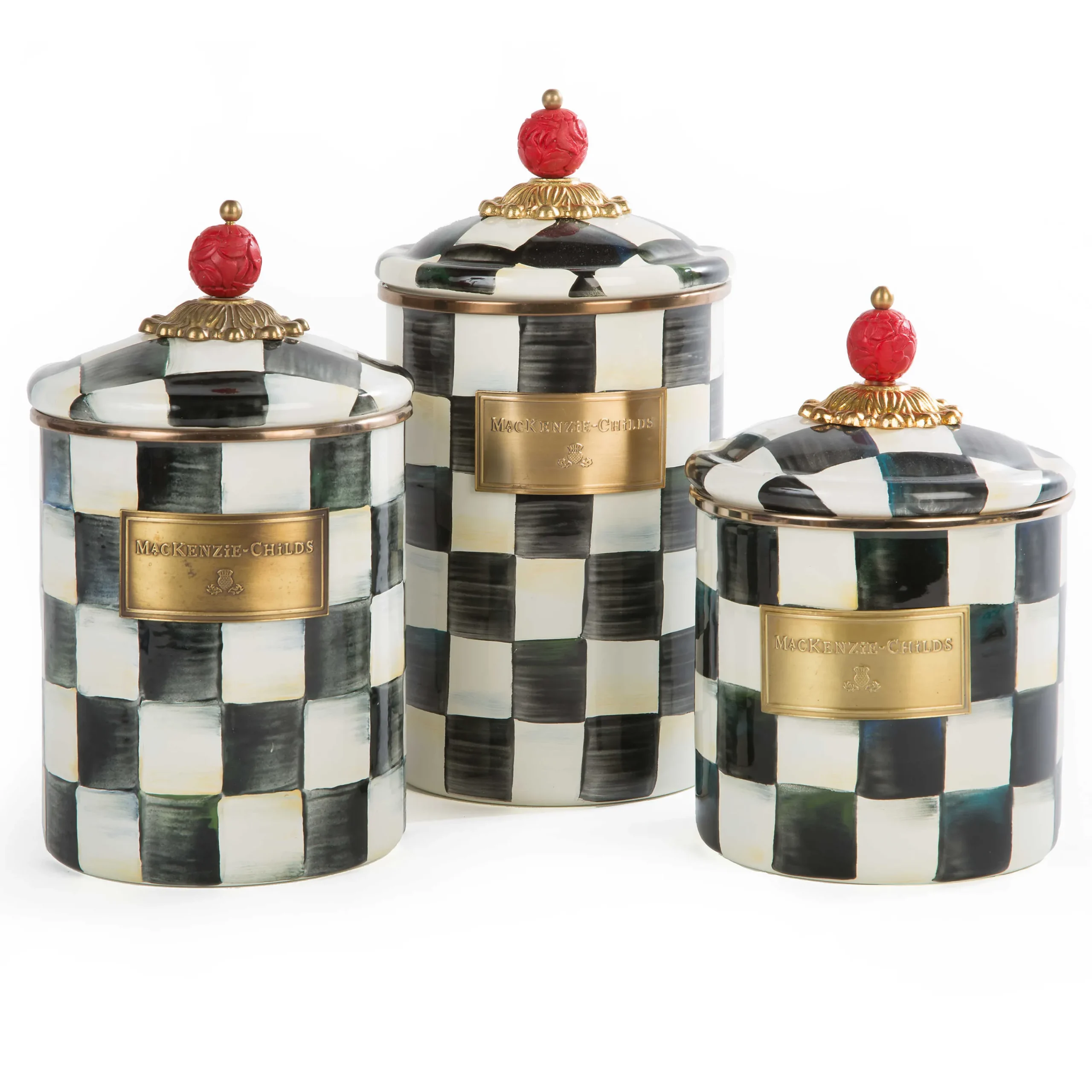 MacKenzie-Childs Courtly Check Enamel Canister - Small* Room Accents