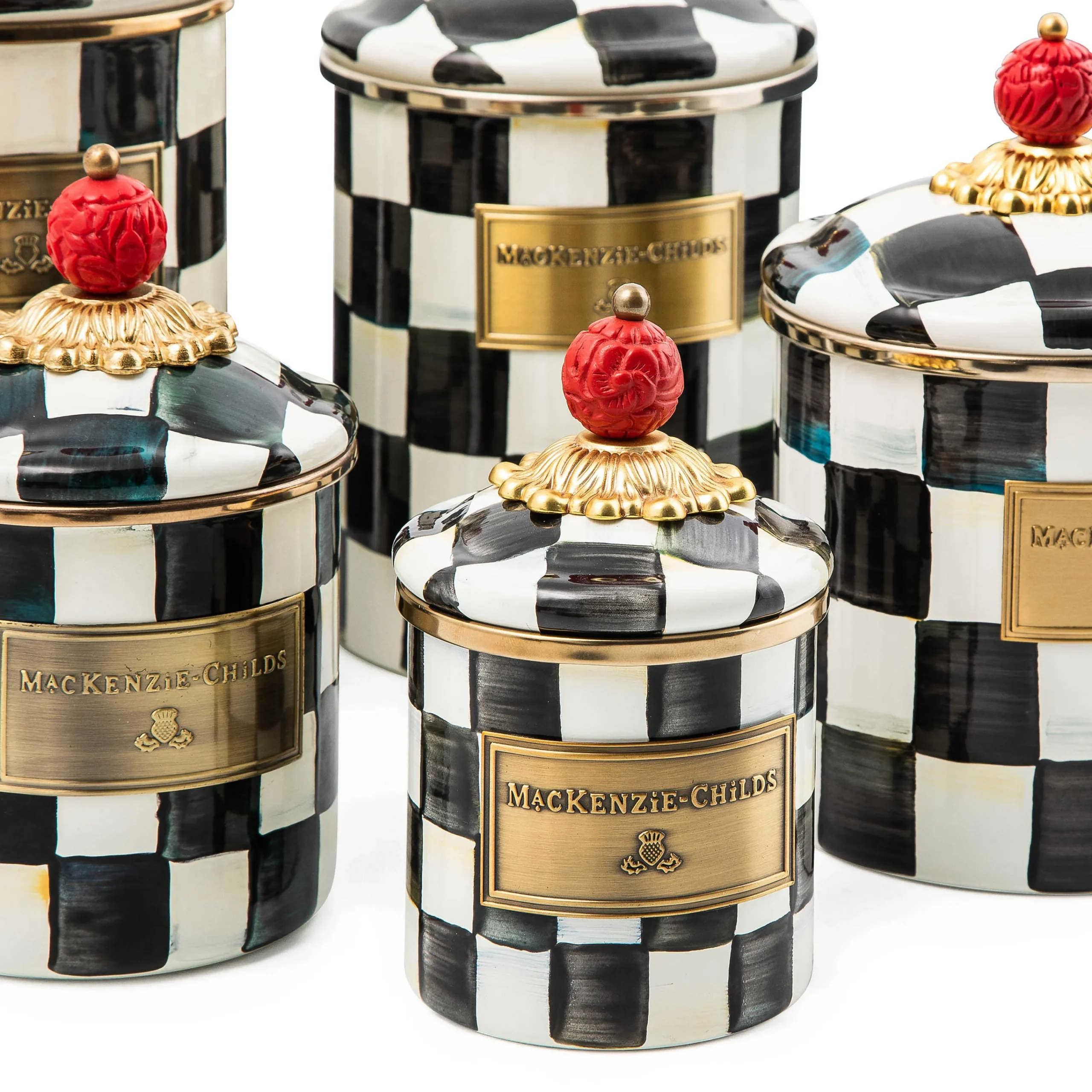 MacKenzie-Childs Courtly Check Enamel Canister - Small* Room Accents