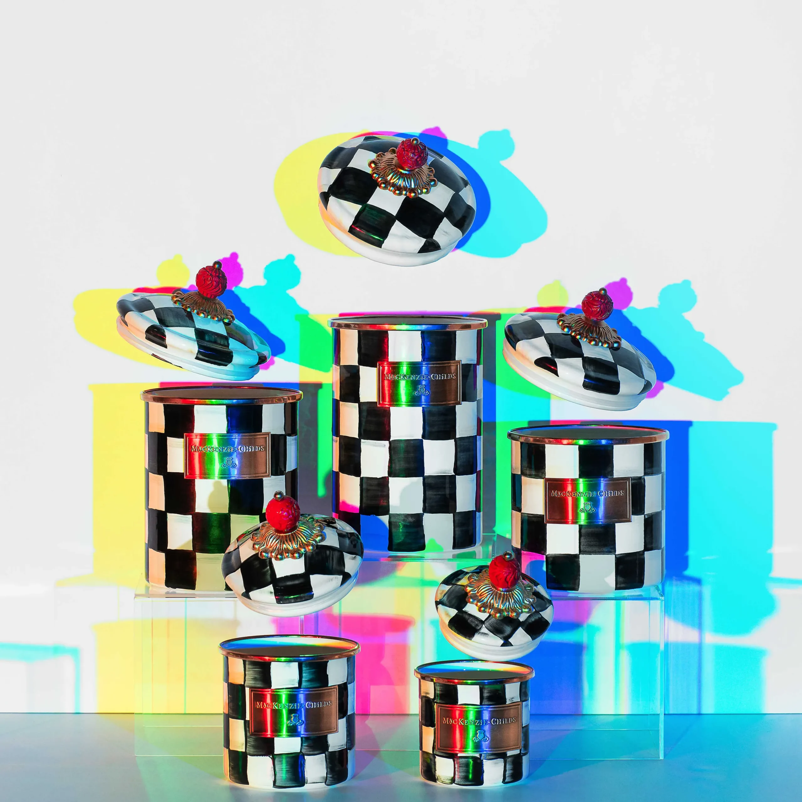 MacKenzie-Childs Courtly Check Enamel Canister - Small* Room Accents