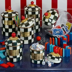 MacKenzie-Childs Courtly Check Enamel Canister - Medium* Room Accents