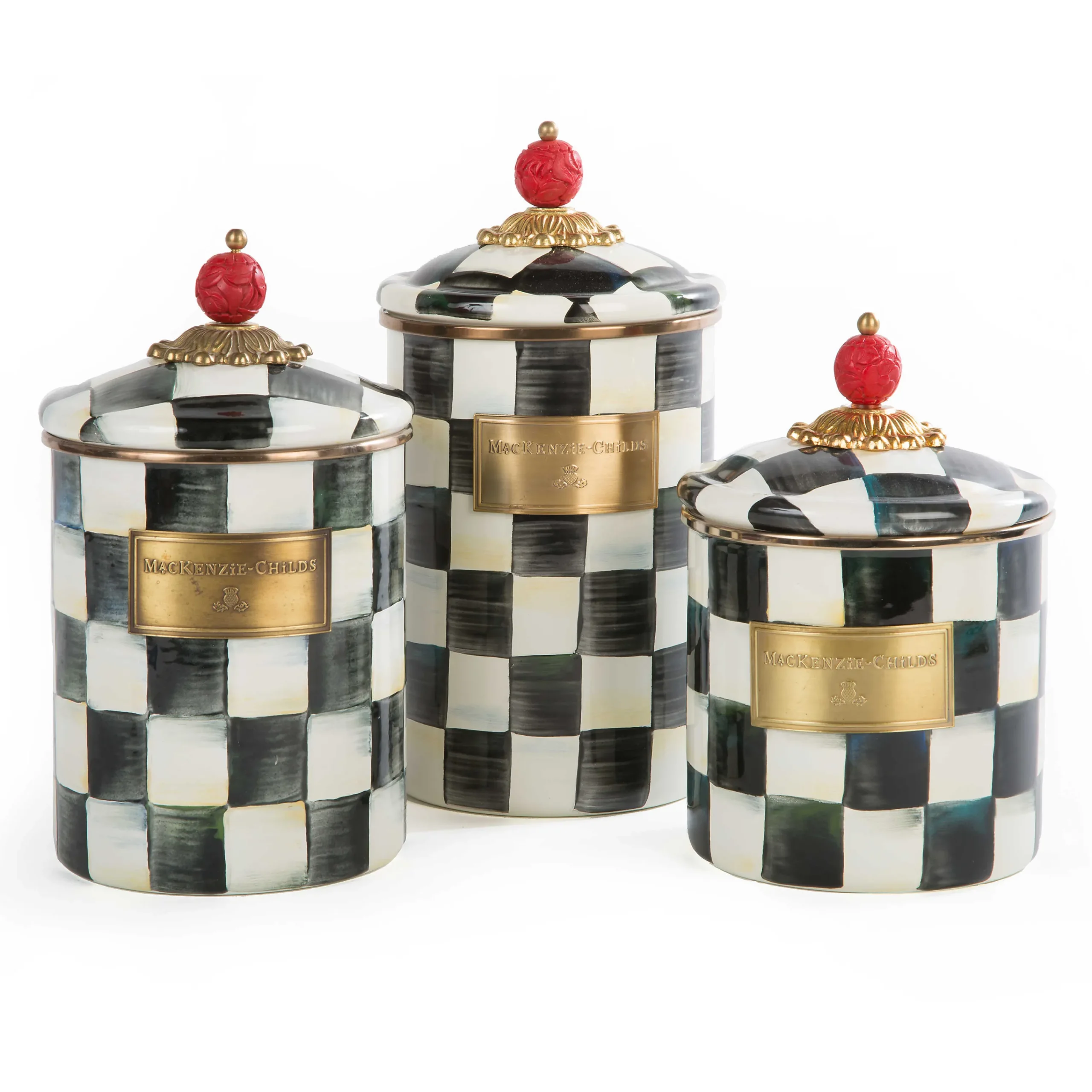 MacKenzie-Childs Courtly Check Enamel Canister - Large* Room Accents
