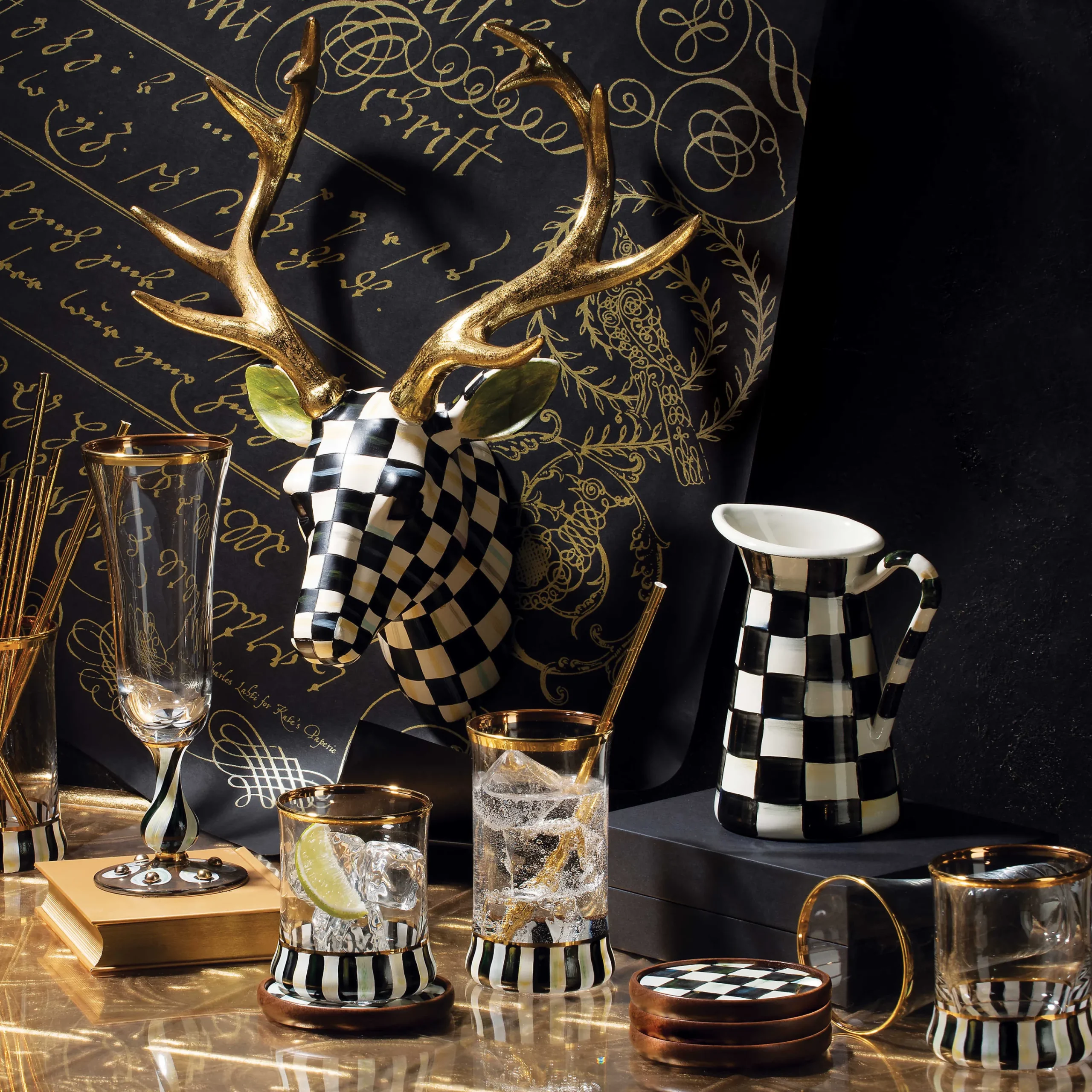 MacKenzie-Childs Courtly Check Enamel Coasters - Set Of 4* Table Accessories