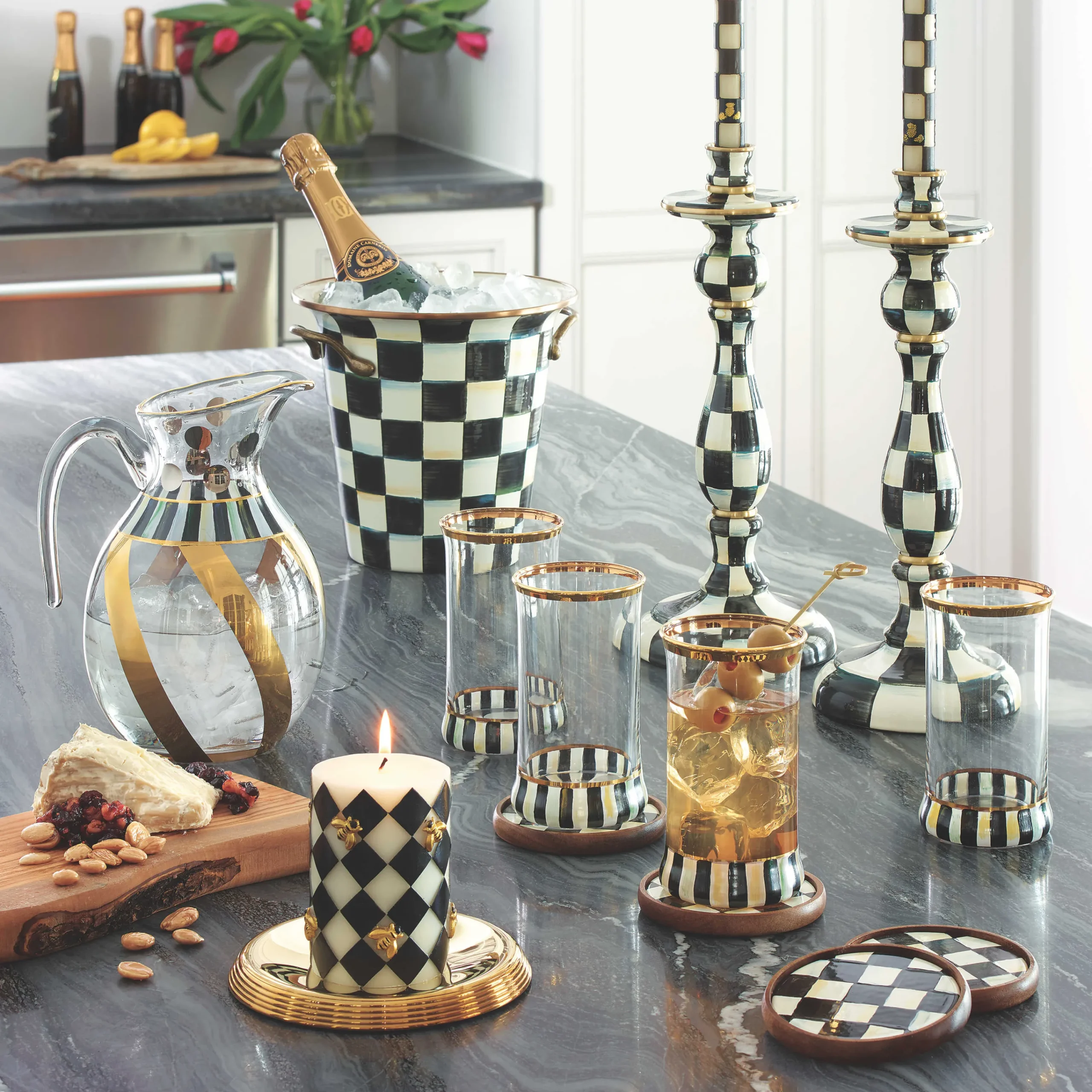 MacKenzie-Childs Courtly Check Enamel Coasters - Set Of 4* Table Accessories