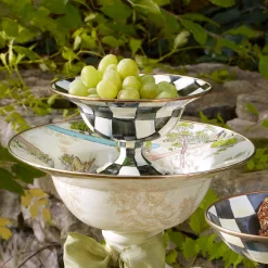 MacKenzie-Childs Courtly Check Enamel Compote - Small* Outdoor Entertaining