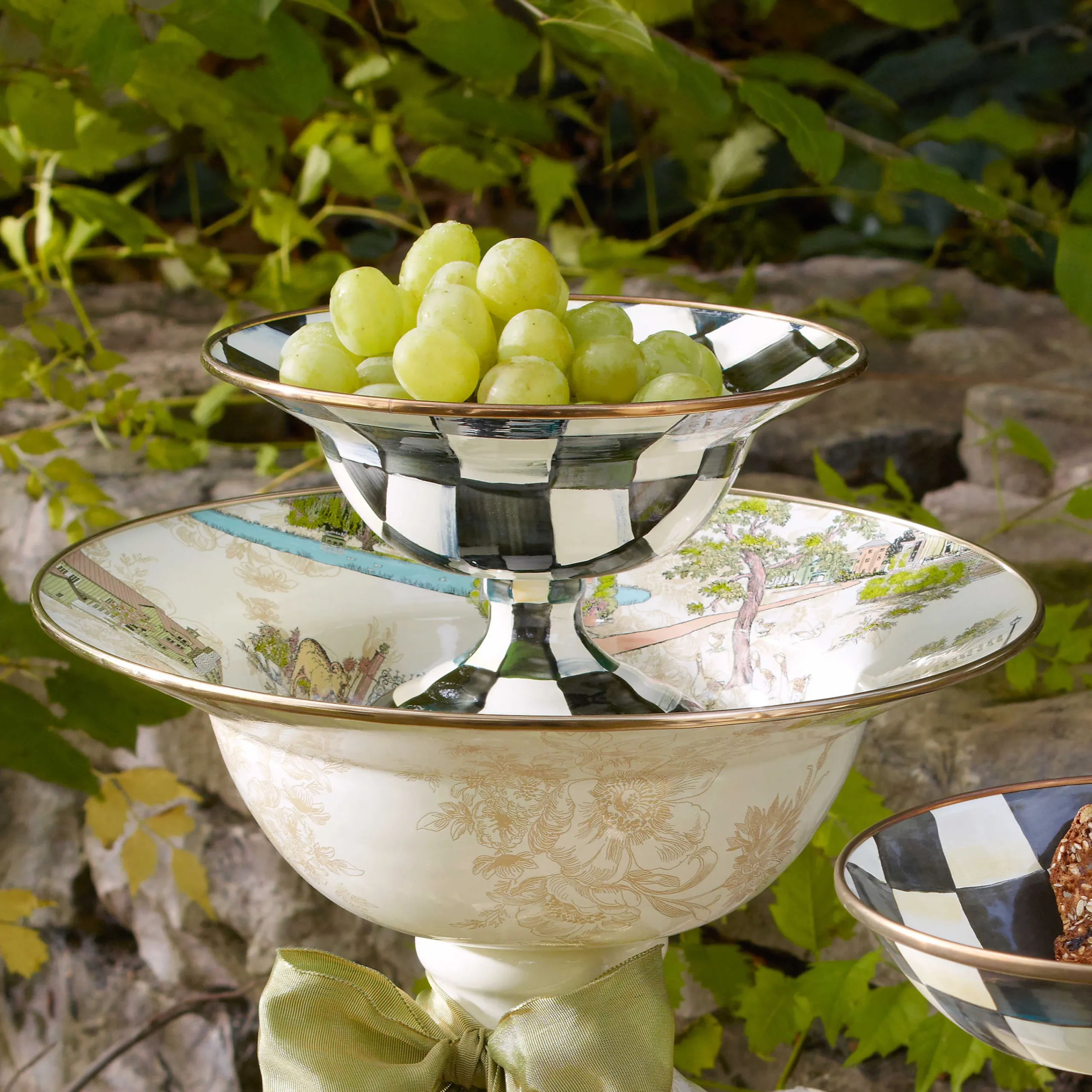 MacKenzie-Childs Courtly Check Enamel Compote - Small* Outdoor Entertaining