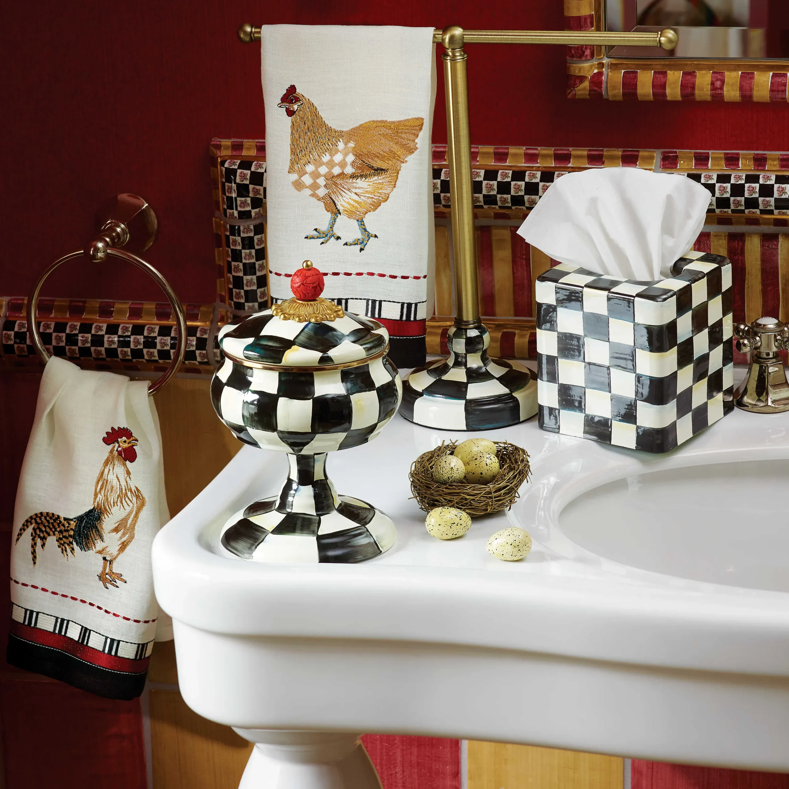 MacKenzie-Childs Courtly Check Enamel Curiosity Pot* Bed & Bath