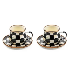 MacKenzie-Childs Courtly Check Enamel Espresso Cup & Saucer Set* Outdoor Entertaining