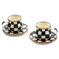 MacKenzie-Childs Courtly Check Enamel Espresso Cup & Saucer Set* Outdoor Entertaining