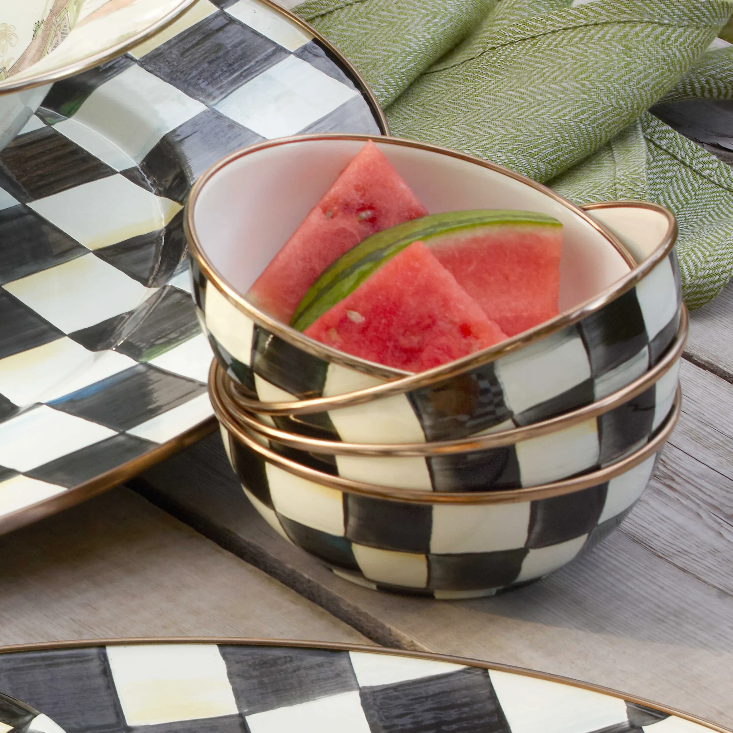 MacKenzie-Childs Courtly Check Enamel Everyday Bowl* Outdoor Entertaining